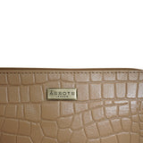 'ZARA' Camel Designer Croc Real Leather Baguette Shoulder Bag