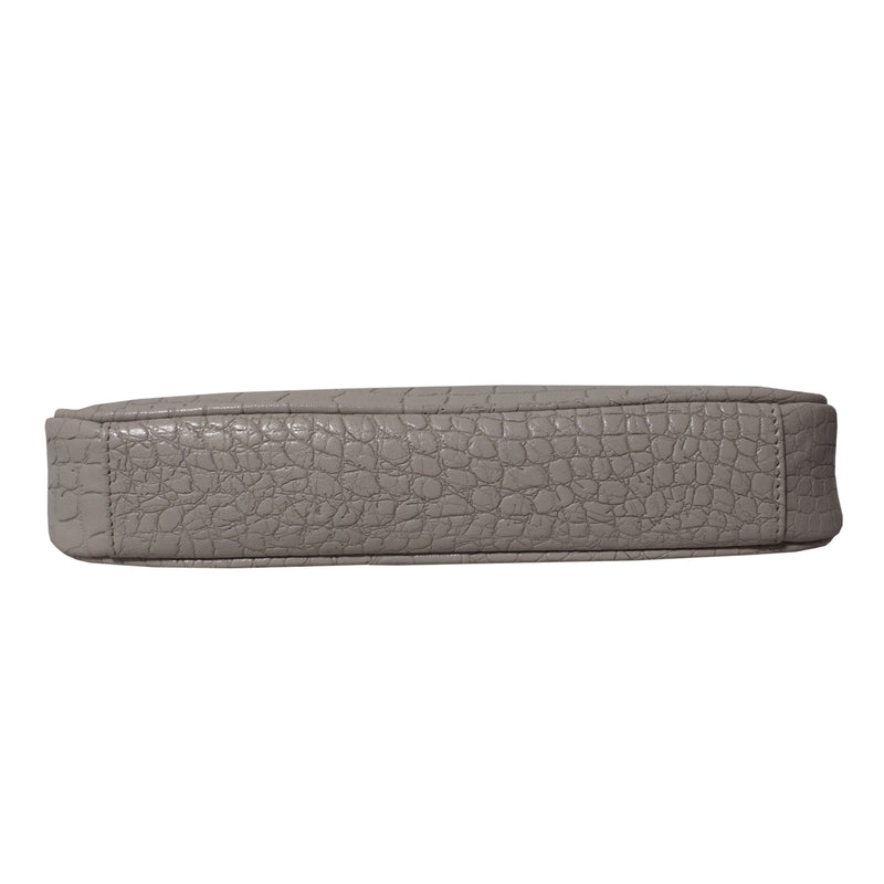 'ZARA' Ice Grey Croc Real Leather Baguette Shoulder Bag