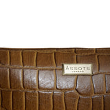 'ZARA' Mustard Croc Real Leather Baguette Shoulder Bag