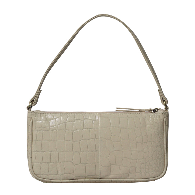 'ZARA' Off White Vintage Croc Real Leather Baguette Shoulder Bag for ...