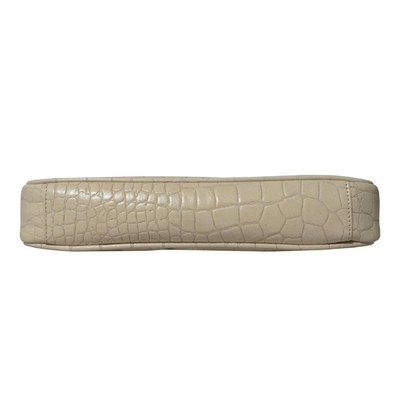 'ZARA' Off White Croc Real Leather Baguette Shoulder Bag