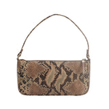 'ZARA' Tan Snake Print Real Leather Baguette Shoulder Bag