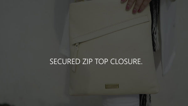 'FLORENCE' Black Pebble Grain Leather Crossbody Sling Bag