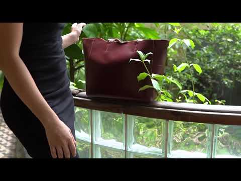 'ABINGDON' Burgundy Real Leather Unlined Designer Tote Bag